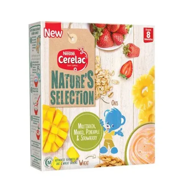 Cerelac nature's selection multi grain mango, pineapple, strawberry 175gm