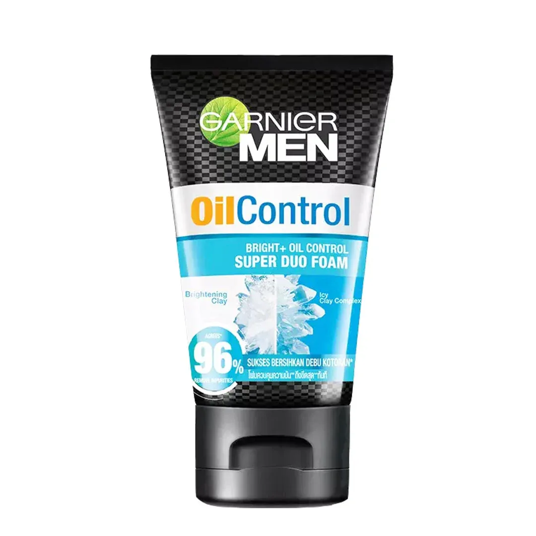 Garnier Men Oil Control Bright + Oil Control Super Duo Foam Face Wash 100Ml