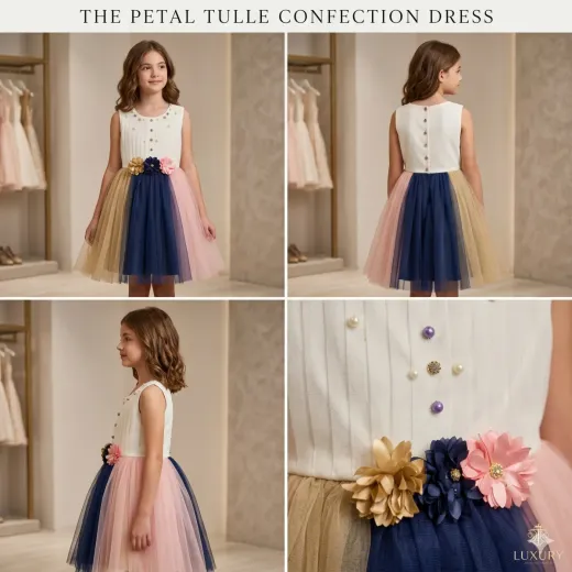 The Petal Tulle Confection Dress – Multi-Color Party Wear Dress for Girls