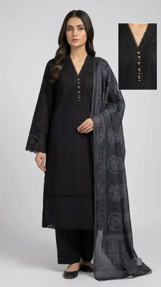 Embroidered Lawn 3 Pcs