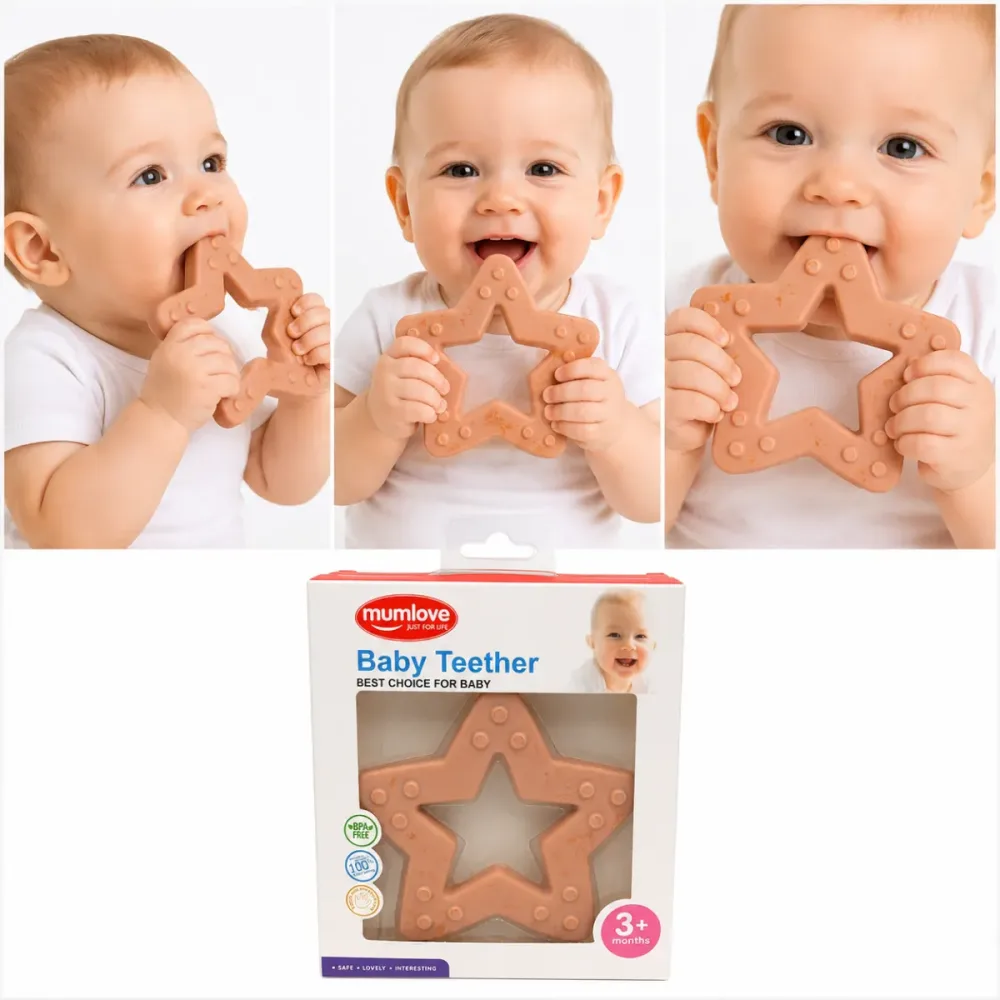Premium Star-Shaped Silicone Baby Teether (3+ Months)