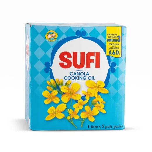Sufi Refined Canola Cooking Oil (1L x 5 Poly Packs)