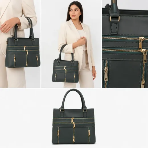 Elegant Women's Multi-Zip Tote Handbag – Smart Style for Everyday Use 👜✨