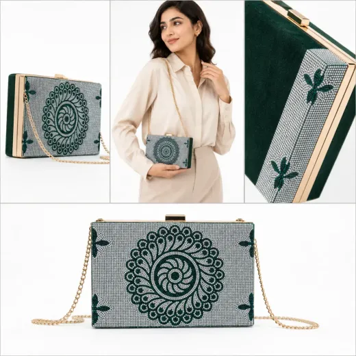 ✨ Premium Emerald Green Designer Clutch hand bag ✨