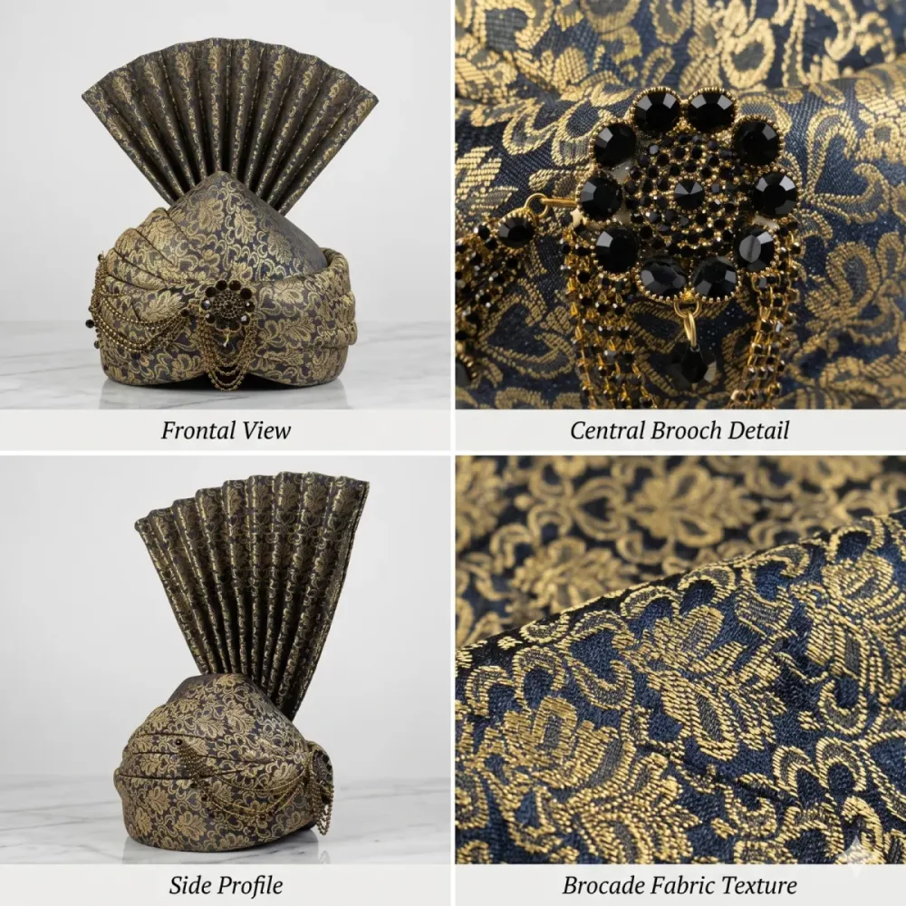 Men's Premium Brocade Wedding Turban (Safa/Pagri)