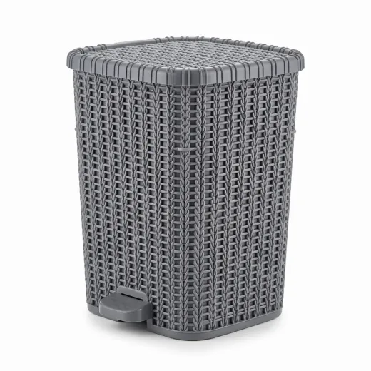 Premium Pedal Dustbin with Rattan Weave Design | Modern Waste Bin