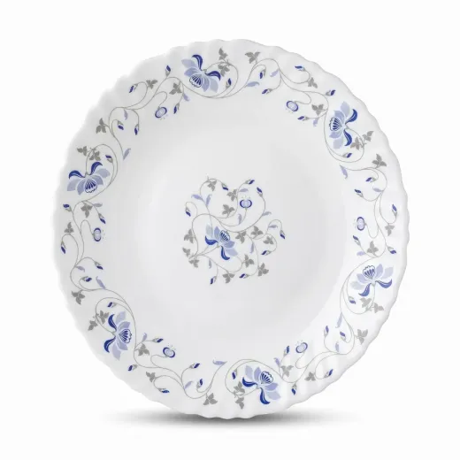 Elegant Blue Floral Porcelain Serving Bowl