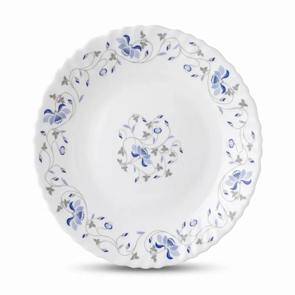Elegant Blue Floral Porcelain Serving Bowl