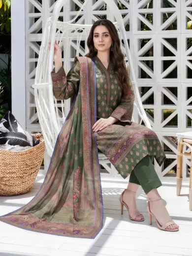 3 Pcs Ladies Suit – Elegant Printed Collection
