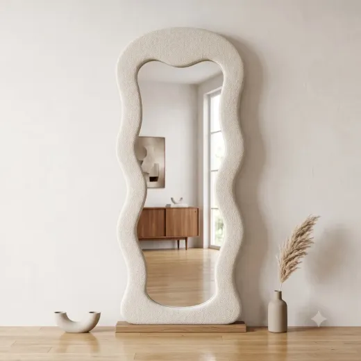 Modern Full-Length Wavy Floor Mirror – Decorative Dressing Mirror