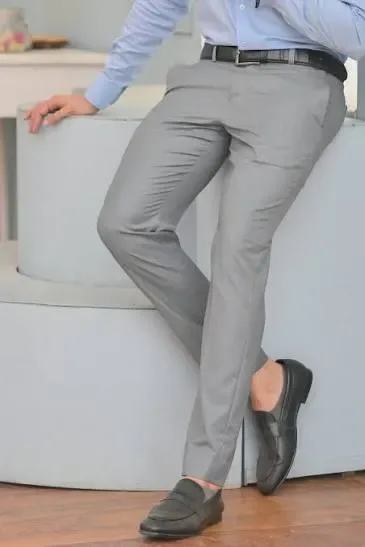 Grey Slim-Fit Men's Dress Pants.