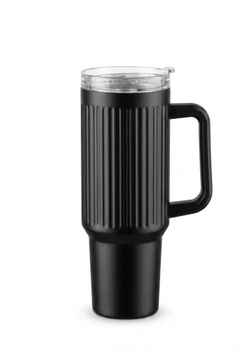 Premium Stainless Steel Insulated Travel Tumbler with Handle | Matte Black