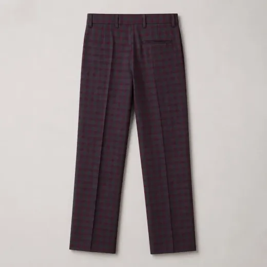Men’s Burgundy Checkered Formal Trousers