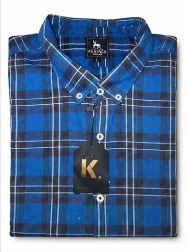 PAAIRCO Royal Blue Plaid Casual Shirt