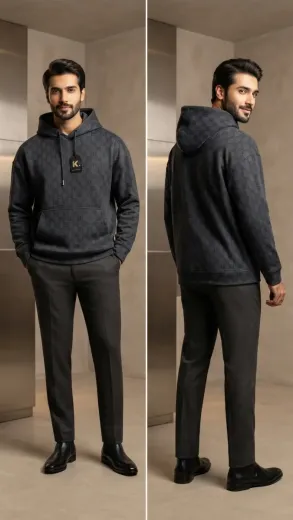 Men's Premium Patterned Hooded Sweatshirt