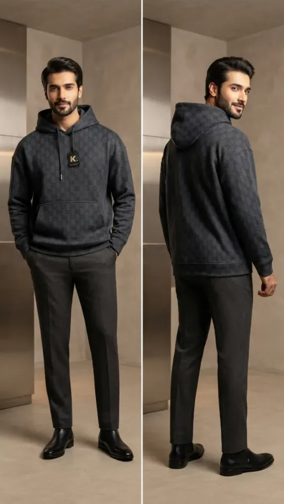 Men's Premium Patterned Hooded Sweatshirt
