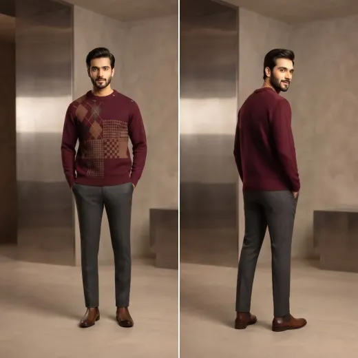 Men’s Burgundy Argyle Jersey
