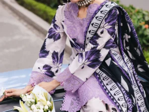 Mahnur Lawn Suit 3PC – Lilac | Broadway Luxury Collection 2025 | Premium Lawn Fabric - Image 2