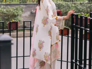 Mahnur Lawn Suit 3PC – Cherry Blossom | Broadway Luxury Collection 2025 | Premium Lawn Fabric - Image 4