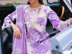 Mahnur Lawn Suit 3PC – Viola | Broadway Luxury Collection 2025 | Premium Lawn Fabric - Image 3