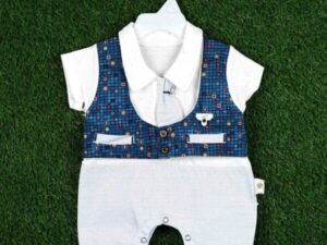 White Baby Romper with Button Accents - Image 1
