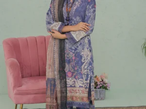 GF-02 Festive 3-Piece Unstitched Printed Lawn Dress – Summer 2025 - Image 1