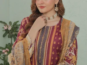 GF-03 Elegant 3-Piece Unstitched Printed Lawn Suit – Summer 2025 - Image 4