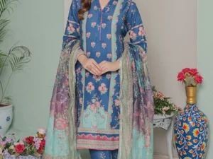 GF-07 Unstitched Printed Lawn Suit – Stylish 3-Piece Set for Summer - Image 3