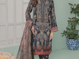 GF-09 Elegant Unstitched Lawn Dress – 3-Piece Summer Ensemble - Image 1