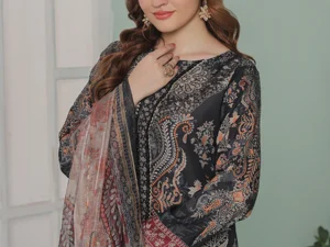 GF-09 Elegant Unstitched Lawn Dress – 3-Piece Summer Ensemble - Image 3