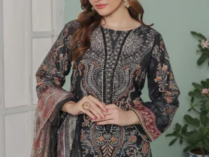 GF-09 Elegant Unstitched Lawn Dress – 3-Piece Summer Ensemble - Image 4