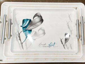 Fancy Steel Handle Melamine Tray Set - Image 1