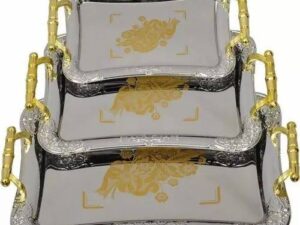 Elegant Silver Metal Tray Set - Image 1