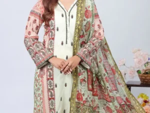 Gul Ahmed Regalia Embroidered Lawn Suit 3 Piece Unstitched – RGF-32038 - Image 1