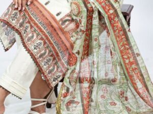 Gul Ahmed Regalia Embroidered Lawn Suit 3 Piece Unstitched – RGF-32038 - Image 3