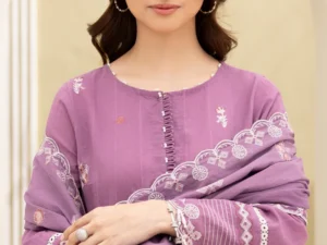 Zellbury 0299 – Women’s Embroidered Unstitched 3Pc Suit - Image 4