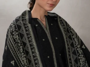 Zellbury Monochrome Unstitched 3Pc Lawn Suit – WUS25X30654 (Summer 2025) - Image 4