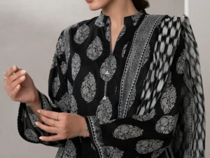Zellbury Monochrome Unstitched 3Pc Lawn Suit – WUS25X30654 (Summer 2025) - Image 5