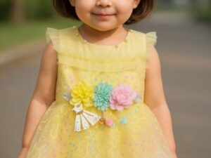 Yellow Baby Girl Party Wear Frock - Image 1