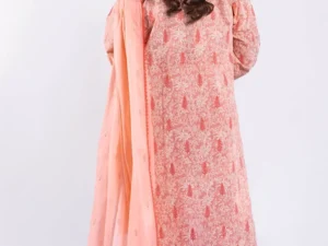 DN-52002 – 3 Piece Unstitched Lacquer Printed Lawn Suit with Embroidered Denting Dupatta - Image 2