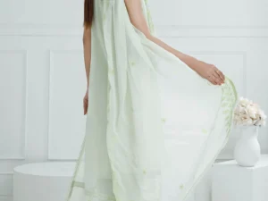 PM-52030 – 3 Piece Unstitched Embroidered Paper Cotton Suit with Embroidered Chiffon Dupatta - Image 2