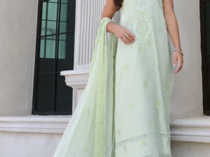 PM-52030 – 3 Piece Unstitched Embroidered Paper Cotton Suit with Embroidered Chiffon Dupatta - Image 6